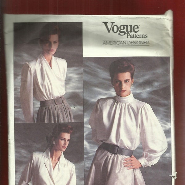 1980's Vogue 1913 Oscar de la Renta Soft Pirate Blouses Sizes 6..8