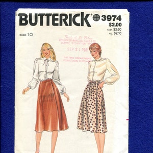 1980&#39;s Butterick 3974 Narrow Front Pleated Wrap Skirts Size 10 UNCUT