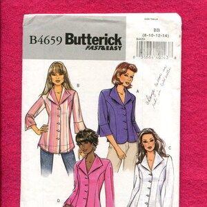 Butterick 4689 Modern Princess Seam Shirts with Flounce Cuffs  Size 8 to 14 UNCUT