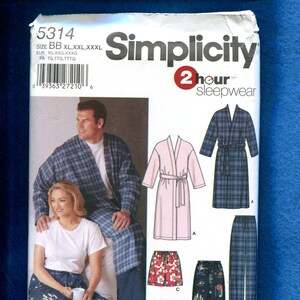Simplicity 5314Size Men or Women Lounging Pants & Robes Pattern  XL XXL XxxL UNCUT