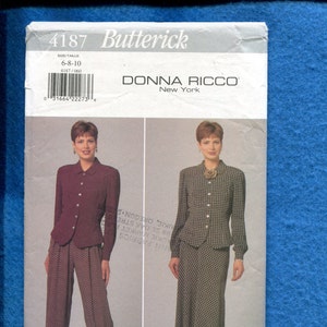 Butterick 4187 Donna Ricco Semi Fitted Jacket Wide Leg Pants & Bias Cut Skirt Size 6..8..10 UNCUT