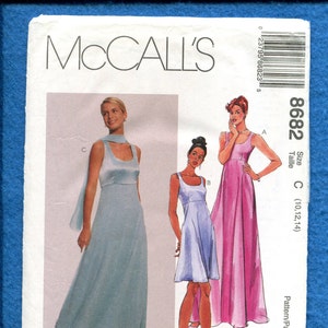 McCall&#39;s 8682 Elegant Empire Waist Flowing Skirt Evening Dresses Size 10..12..14 UNCUT
