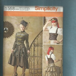 Simplicity 1558 Steampunk Skirts Jacket Spats Blouse Corset ...