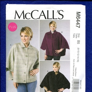 McCall&#39;s 6447 Uptown Chic Street Length Capes Size 8 to 16 UNCUT