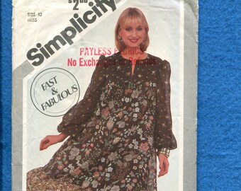 1980's Simplicity 5161 Easy Country Air Flowing Dress Pattern Size 10