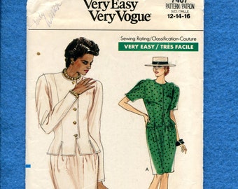 1980's Vogue 7404 Mother of the Bride Lady's Suit Pattern Size 12..14..16 UNCUT