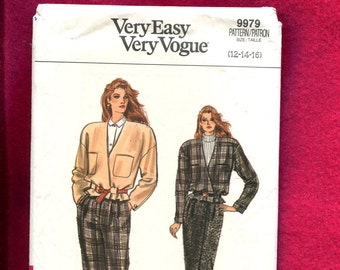 1980's Vogue 9979 Weekend in the Country Jacket, Skirt & Pleated Pants Size 12..14..16 UNCUT