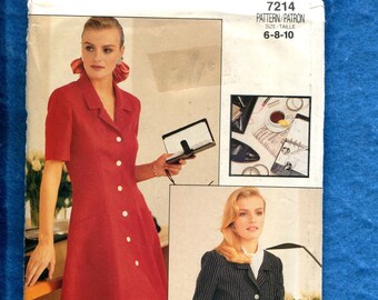 1980's Vogue 7214 Career Chic Shirt Dress Pattern Size 6..8..10 UNCUT