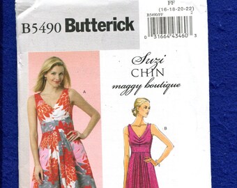Butterick 5490 Suzi Chin Flared Evening & Cocktail Dress Pattern Size 16 to 22 UNCUT