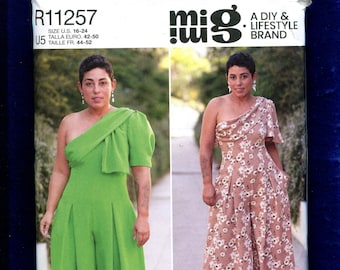 Simplicity 11257 Mimi G Style One Shoulder Hostess Jumpsuit or Romper Pattern Size 16 to 24 UNCUT