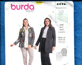 Burda 6393 Pattern Princess Seam Blazer Style Coats Size 20 to 30 UNCUT