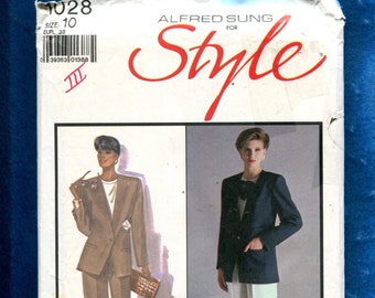 1980's Style 1028 Designer Alfred Sung Classic Chic Blazer & Pants Size 10 UNCUT