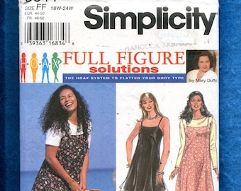 Simplicity 9644 Flirty Flared Dress or Jumper Pattern Size 18W to 24W UNCUT