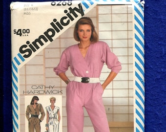 1980's Simplicity 6268 Designer Cathy Hardwick Retro Jumpsuit Pattern Size 8..10..12 UNCUT