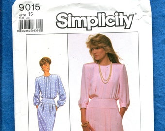 1980's Simplicity 9015 Modest Jewel Neckline Dress Pattern Size 12 UNCUT