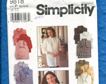 Simplicity 9818 Classic Summer Time Shirts Pattern Size 12..14..16 UNCUT