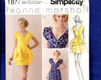 Simplicity 1877 Designer Leanne Marshall Petal Skirt Cocktail Dress Pattern Size 4 to 12 UNCUT