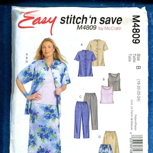 McCall&#39;s 4809 Easy Fitting Tops Pants and Skirt Pattern Size 18 to 24 UNCUT