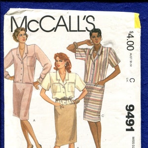 1980&#39;s McCall&#39;s 9491 Shirt Jurken met Drop Waist Patroon Maat 16 UNCUT
