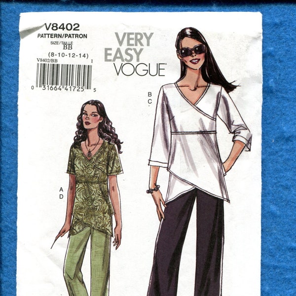 Vogue 8402 Summer Time Tops & Pants Pattern Size 8..10..12..14 UNCUT