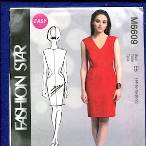 McCall&#39;s 6609 Trendy V Neck Dress Pattern Size 14 to 22 UNCUT