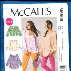 McCall&#39;s 6509 Country Chic Blouses Pattern Size XS..S..M UNCUT