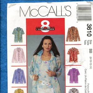 McCall&#39;s 3610 Easy Fitting Blouses & Matching Tank Top Pattern Size 8 to 14 UNCUT