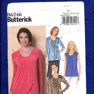 Butterick 6246 Easy Fitting Tops or Tunics Pattern Size 14 to 22 UNCUT