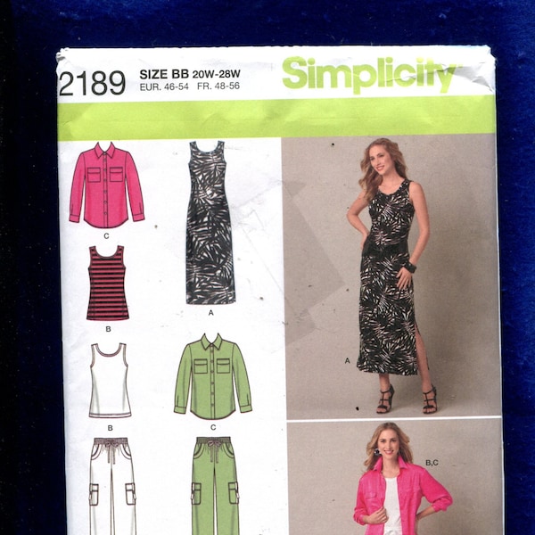 Simplicity 2189 Safari Chic Resort Wear Pattern Size 20W to 28W UNCUT