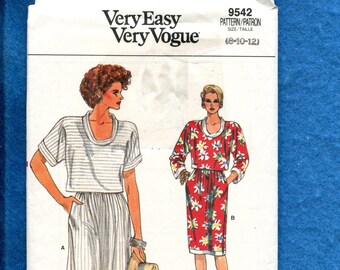 1980's Vogue 9542 Crop Top & Easy Fitting Skirt Pattern Sizes 8..10..12 UNCUT