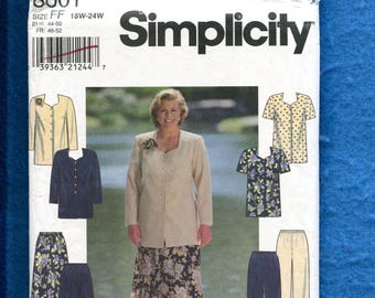 Simplicity 7298 Easy Fitting Jacket Slim Skirt Tank Top & Pants Pattern ...