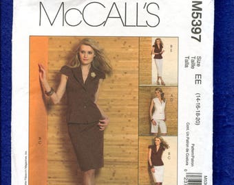 McCalls 5397 Modern Slim Tops with Cap Sleeves Shorts Skirt & Pants Size 14..16..18..20 UNCUT