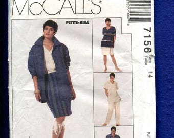 McCalls 7156 Designer Easy Fitting Jacket Skirt & Pants Size 14 UNCUT