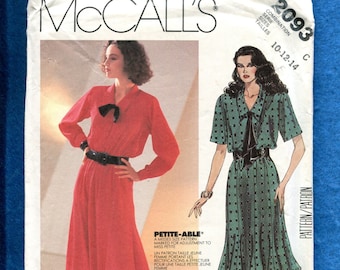 1980's McCall's 2093 Designer Liz Claiborne Easy Fitting Dress Pattern Size 10..12..14 UNCUT