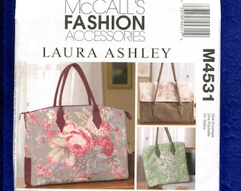 McCall&#39;s 4531 Designer Laura Ashley Tote Bags Pattern UNCUT