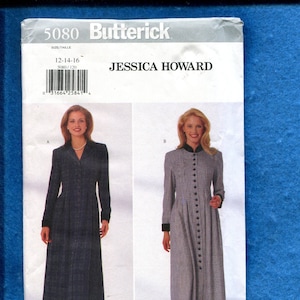 Butterick 5080 Designer Jessica Howard Shirt Dress with Front Tucks Sizes 12..14..16 UNCUT