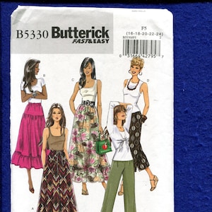 Butterick 5330 Rüschen Gestufte Landröcke & breite Beinhose Gr. 16 bis 24 UNCUT