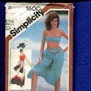 1980&#39;s Simplicity 5600 Boho Beach Skirt & Bandeau Top Fits Sizes 6 to 16