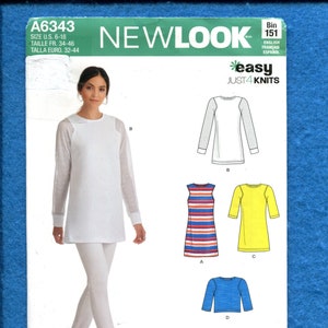 New Look 6343 After Yoge Tee Shirt Pattern Size 6 to 18 UNCUT