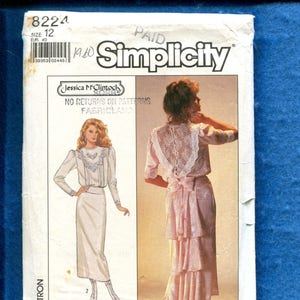 1987 Simplicity 8224 Jessica McClintock Turn of the Century Dress with Godet  Size 12 UNCUT