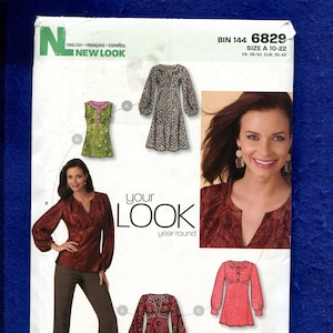 New Look 6829 Patron tendance bohème chic de robes et tuniques tailles 10 à 22 non coupées