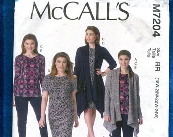 McCall's 7204 Jacket Dress & Slim Pants Pattern Size 18W to 24W UNCUT