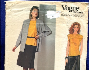 1980's Vogue 1192 Designer Bill Haire Retro Jacket, Skirt & Shell Top Pattern Size 8..10..12