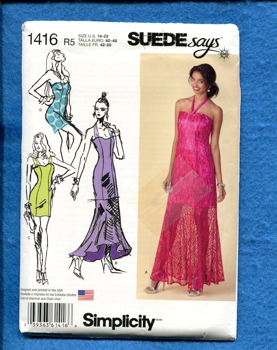 Simplicity 1416 Designer Suede Sexy Evening & Cocktail Dresses Size 14 to  22 UNCUT - Etsy