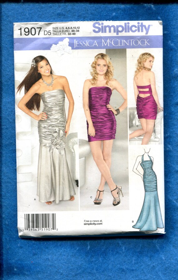 Simplicity 1907 Jessica Mcclintock Evening Prom Dresses Pattern Size 4 to 12 UNCUT Etsy
