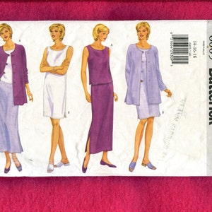 Butterick 6005 Easy Breezy Summer Dress Jacket Skirt & Tank Top Size 14  16  18 UNCUT