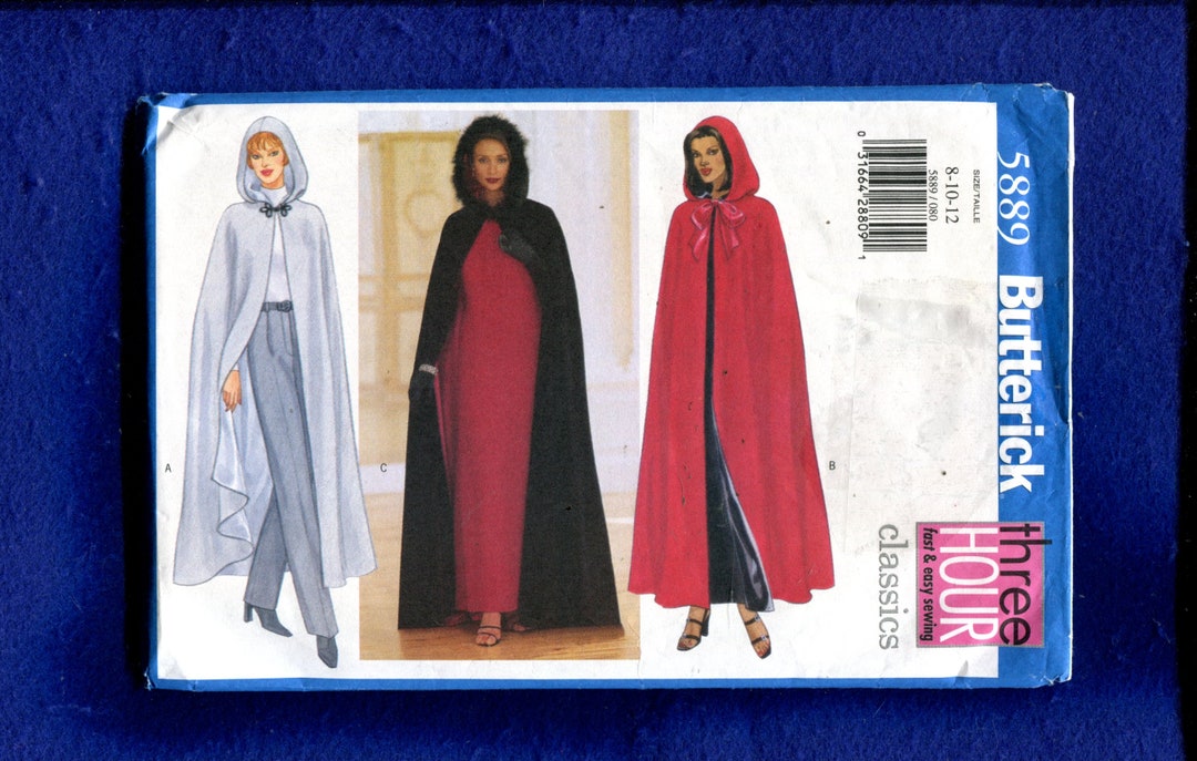 Butterick 5889 Dramatic Hooded Cape Pattern Size 8..10..12 UNCUT - Etsy