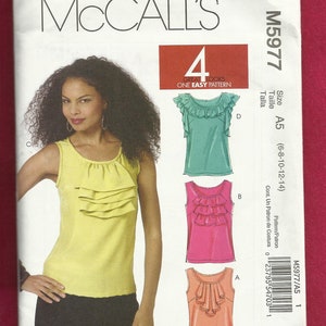 McCalls 5977 Tank Top with Ruffle Variations Sizes 6 - 14 UNCUT