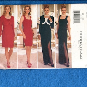 Butterick 4430 Designer Donna Ricco Stunning Slim Evening Dress Pattern Size 12..14..16 UNCUT