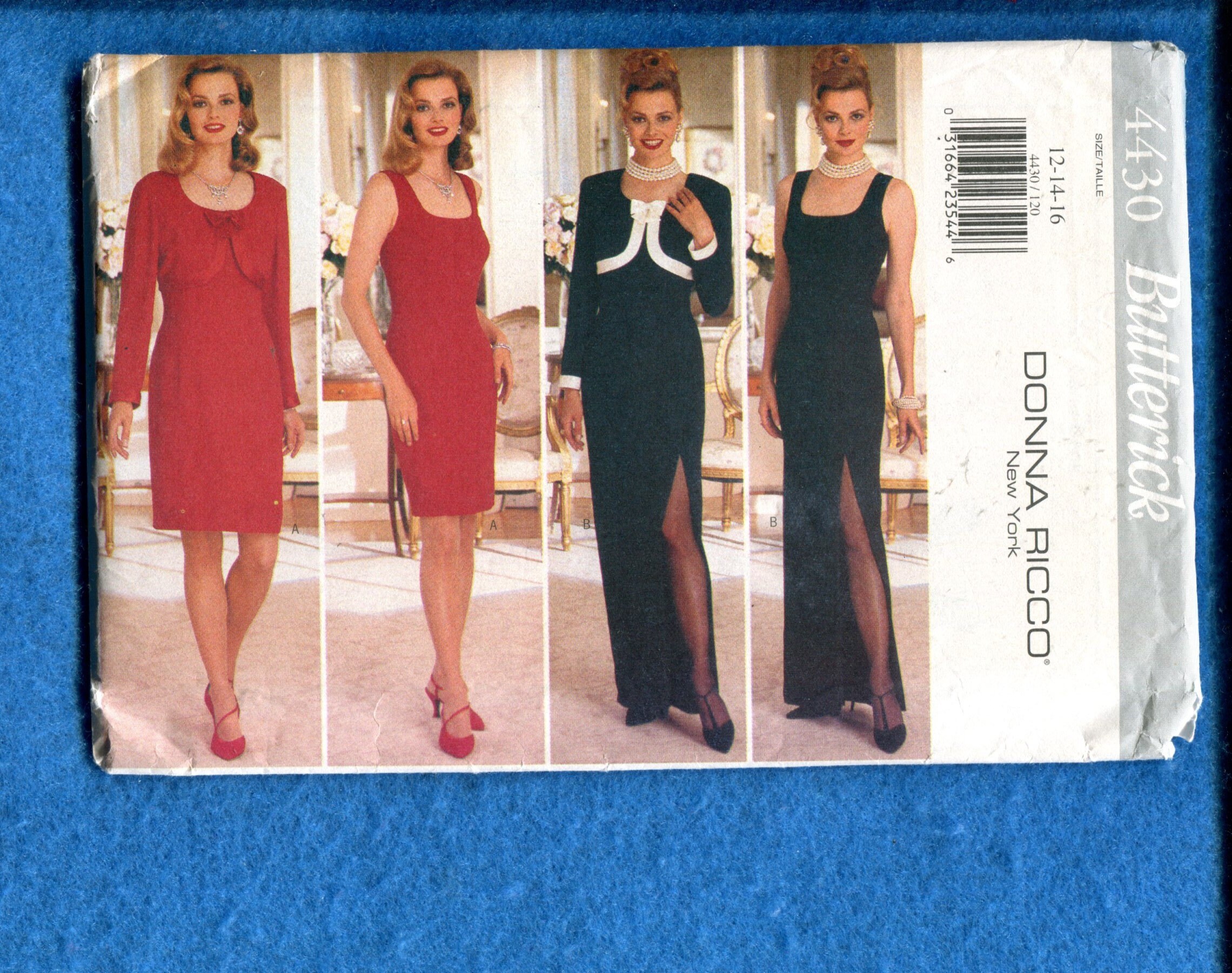 Butterick 4430 Designer Donna Ricco Stunning Slim Evening Dress Pattern Size 12..14..16 UNCUT Butterick 4430 Designer Donna Ricco Stunning Slim Evening Dress Pattern Size 12..14..16 UNCUT